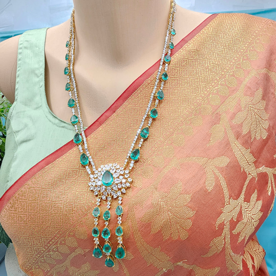 Emerald long Necklace Set