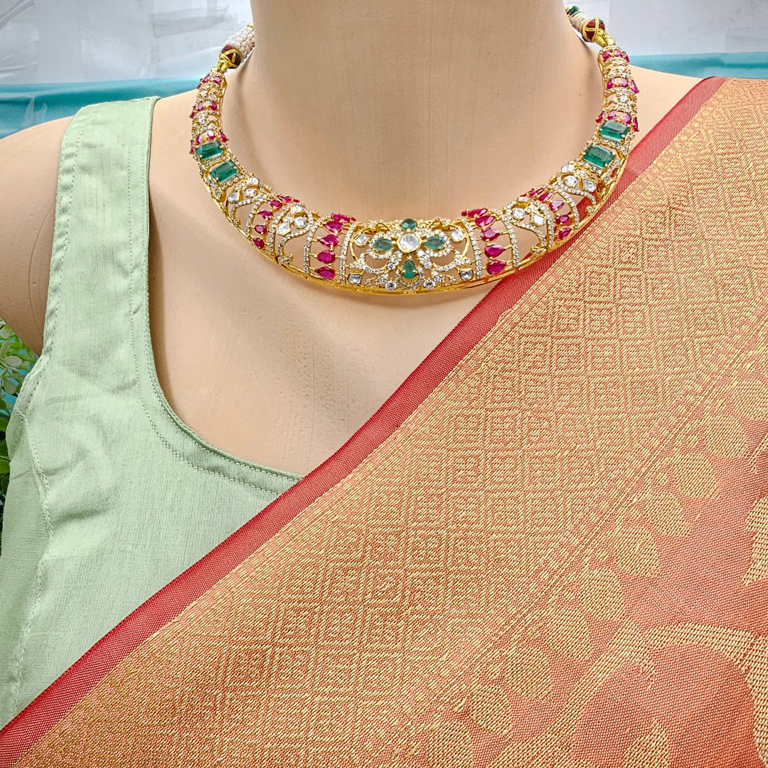 Emerald long Necklace Set