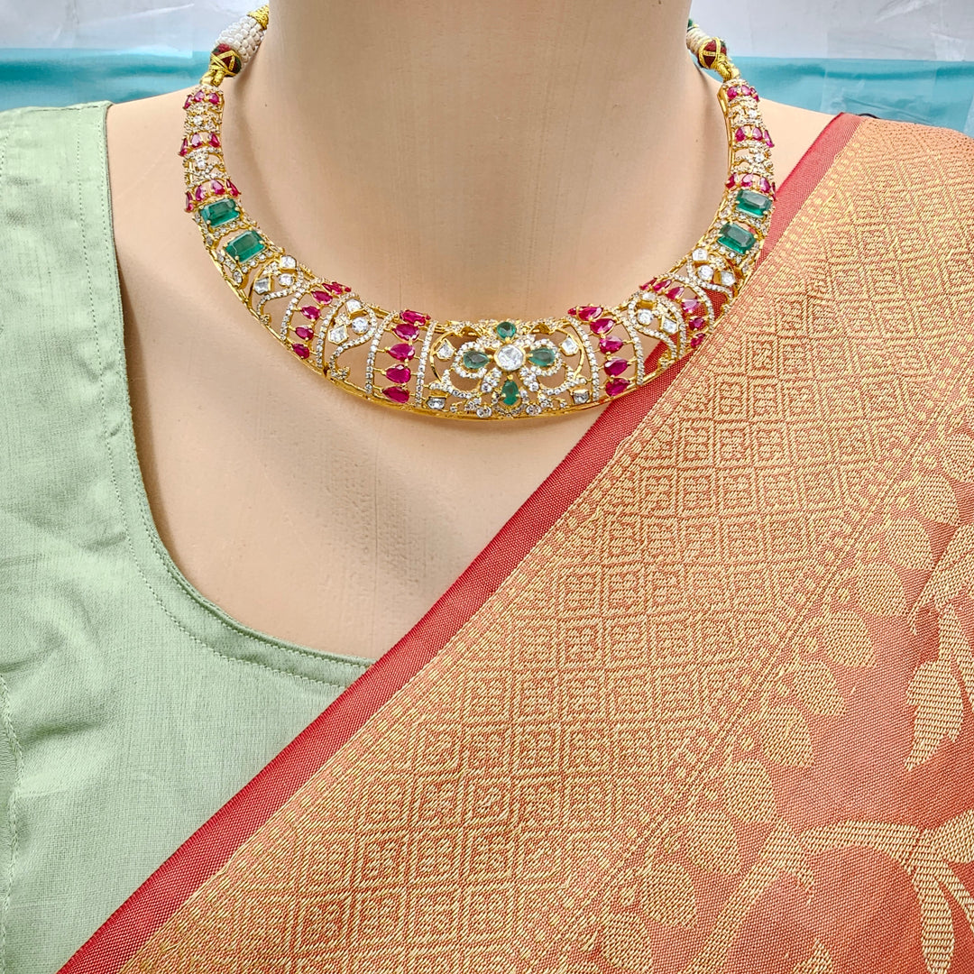 Emerald long Necklace Set