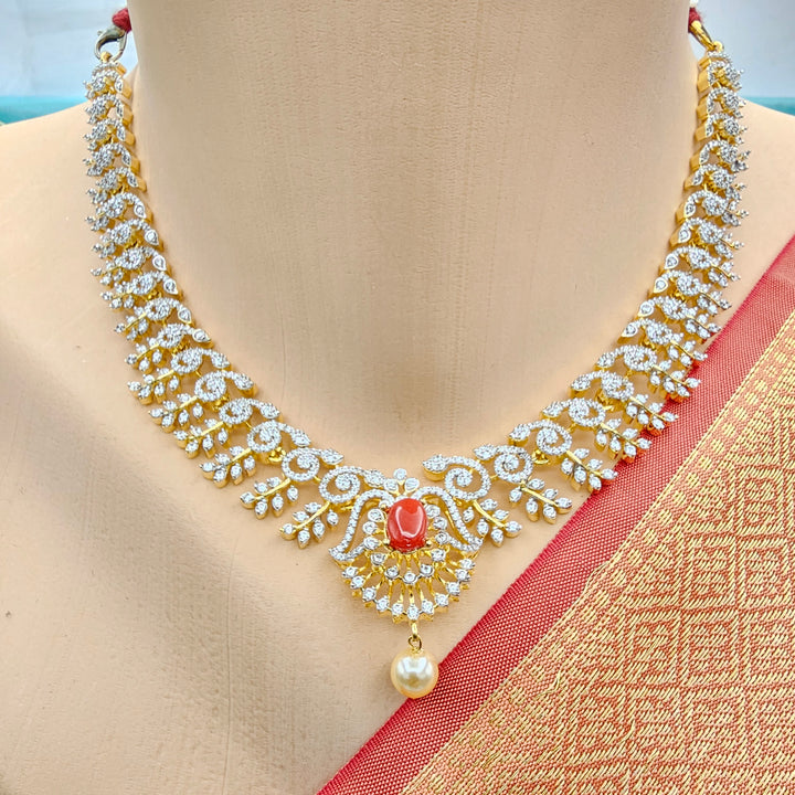 Coral Diamond Necklace