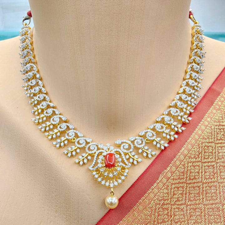 Coral Diamond Necklace