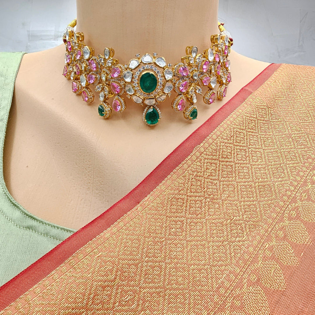 Emerald pumpkin CZ necklace