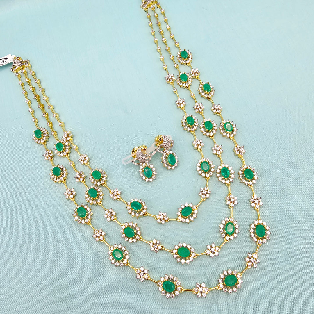 3 Layer Russian Emerald Necklace Set