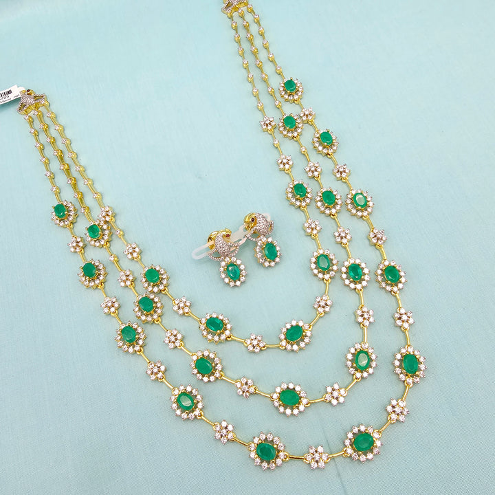 3 Layer Russian Emerald Necklace Set