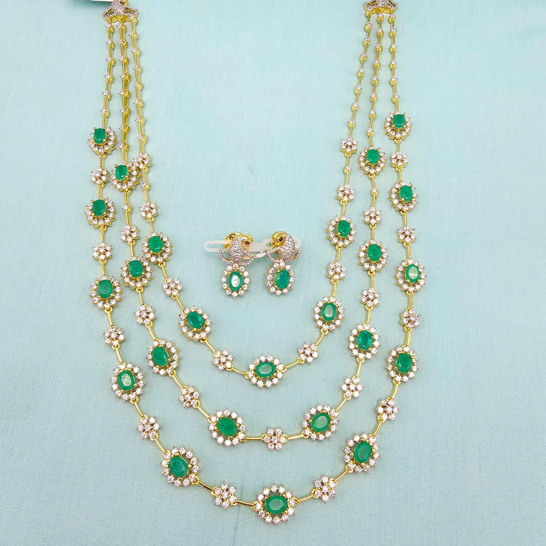 3 Layer Russian Emerald Necklace Set