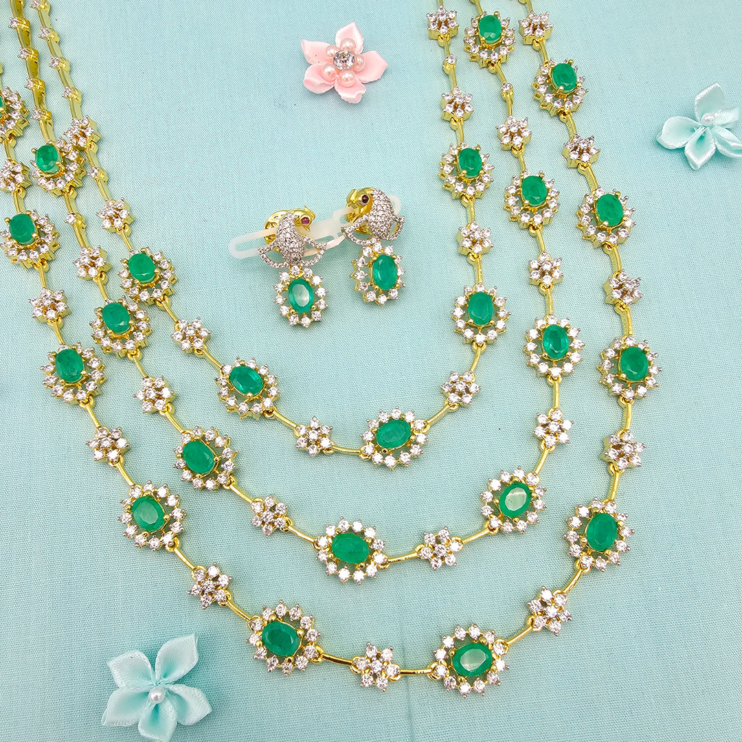 3 Layer Russian Emerald Necklace Set