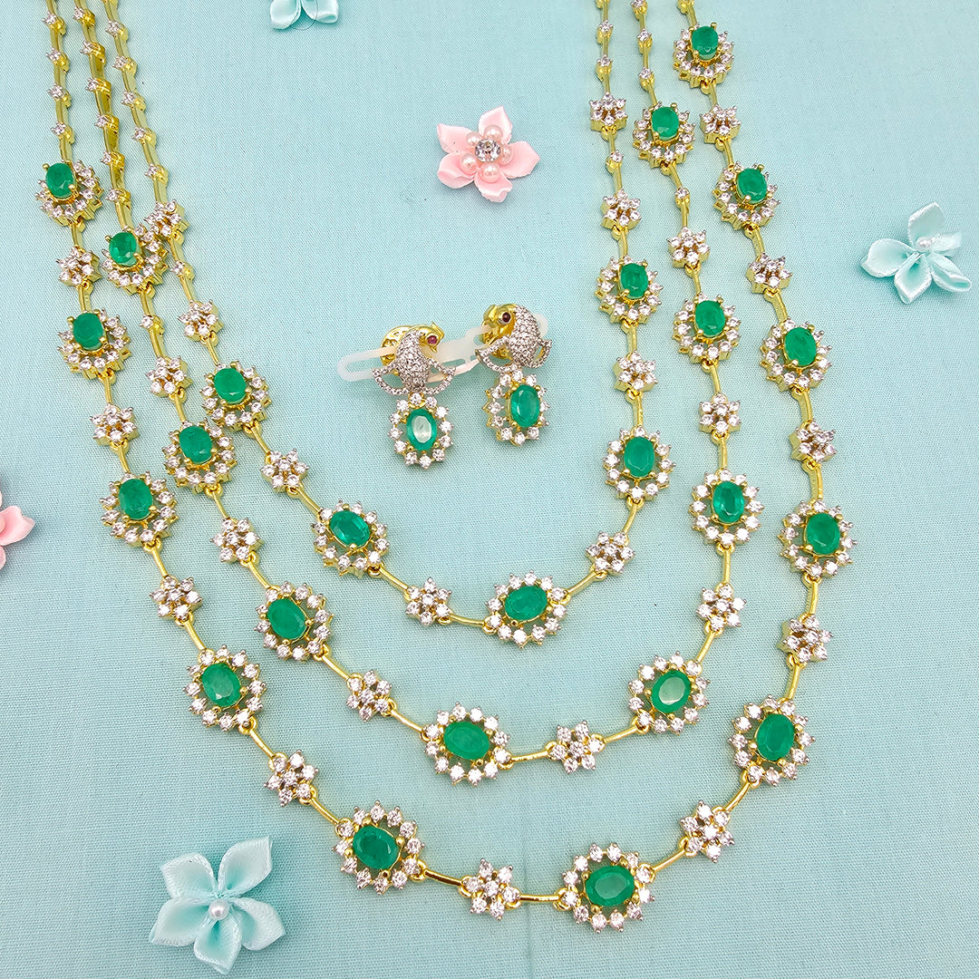 3 Layer Russian Emerald Necklace Set