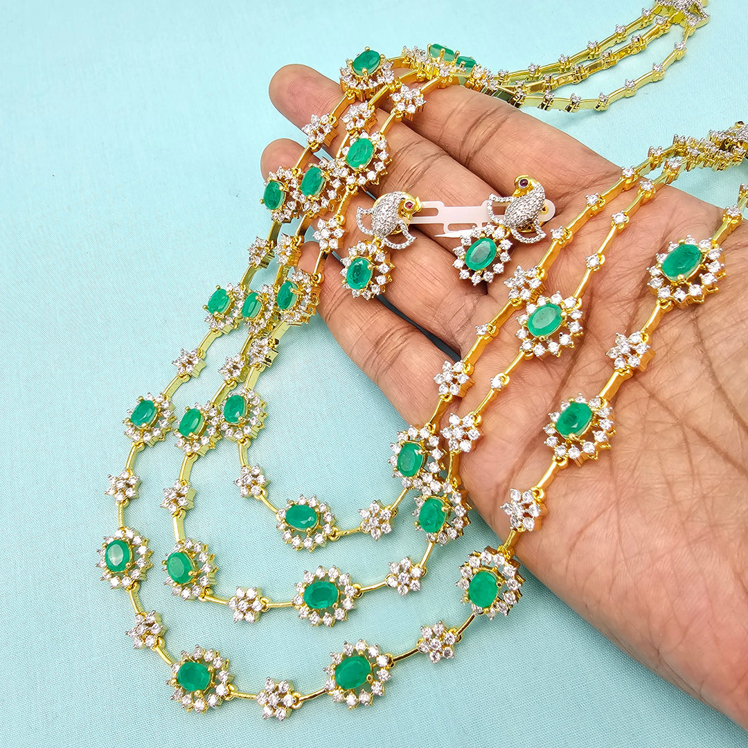 3 Layer Russian Emerald Necklace Set