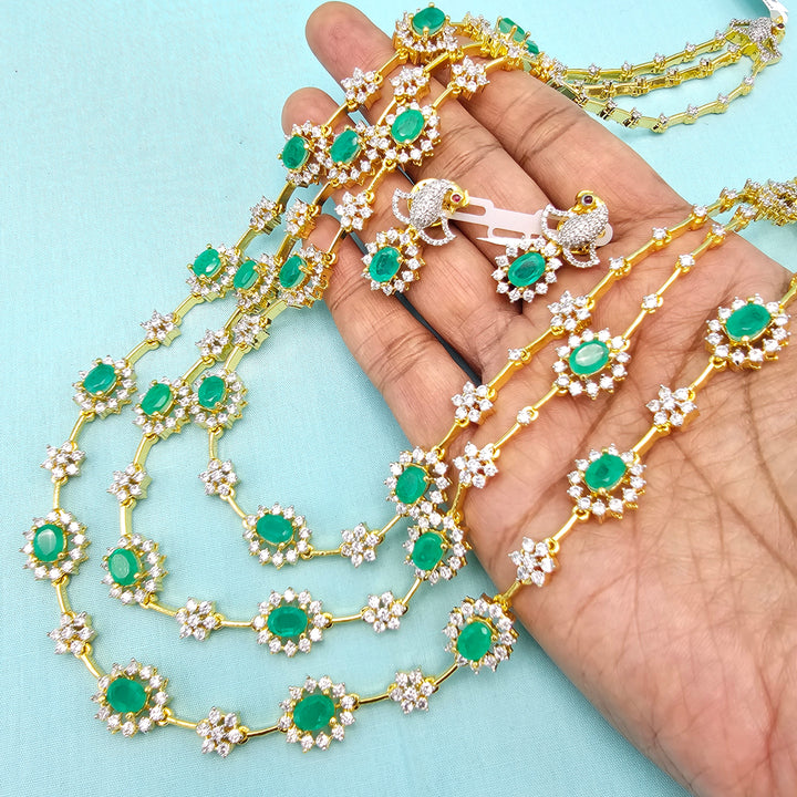 3 Layer Russian Emerald Necklace Set