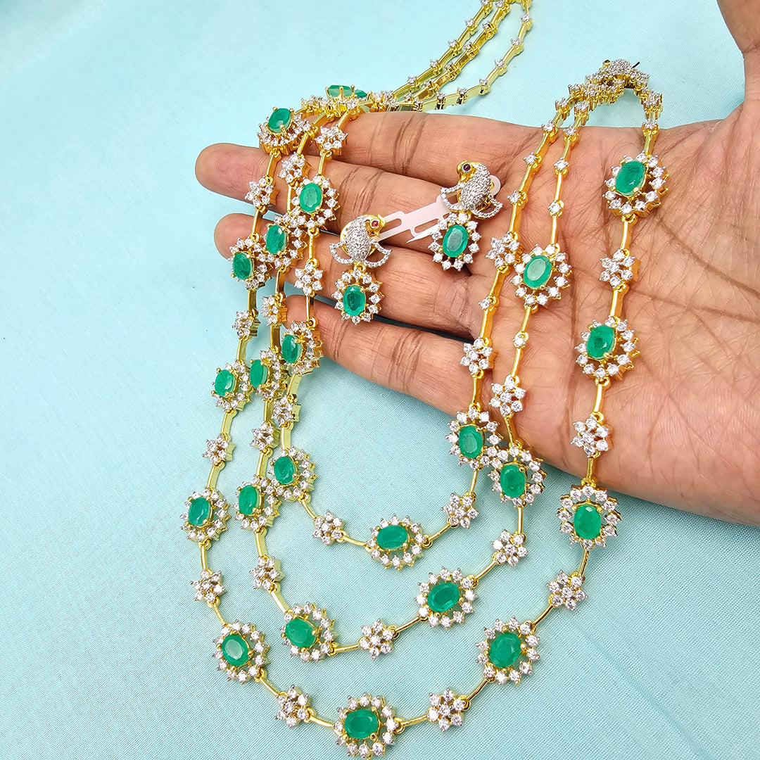 3 Layer Russian Emerald Necklace Set