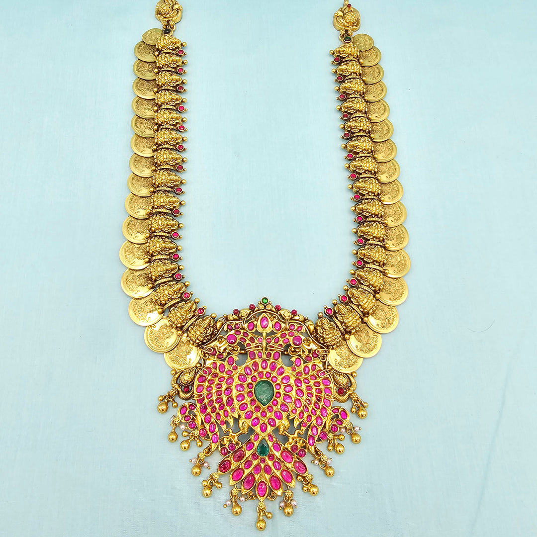 Lakshmi Kempu Kasulaperu Necklace