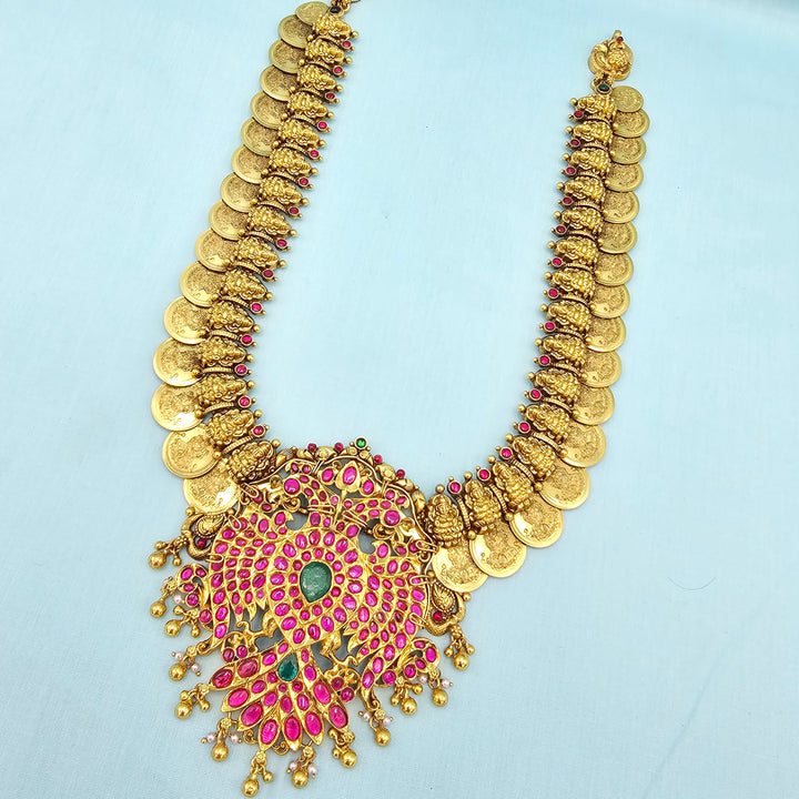 Lakshmi Kempu Kasulaperu Necklace