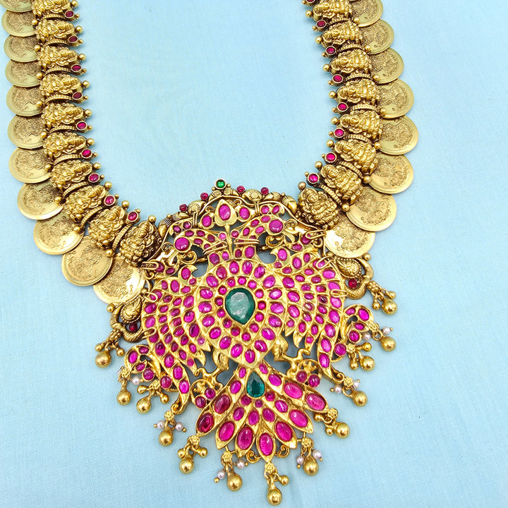 Lakshmi Kempu Kasulaperu Necklace