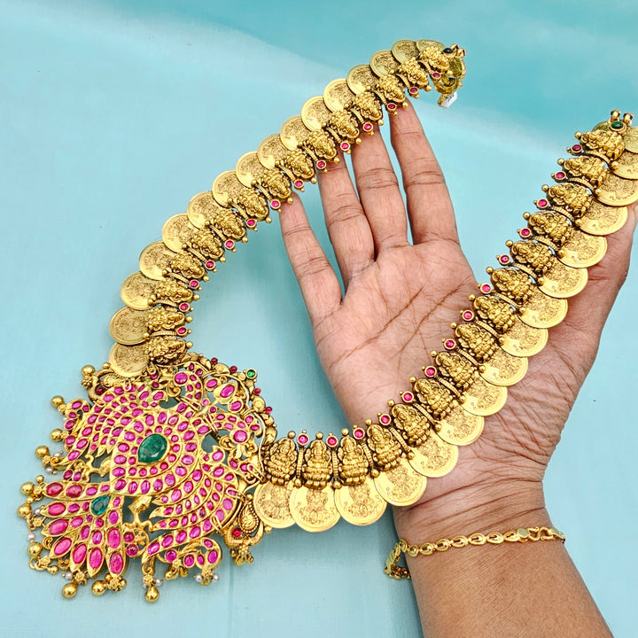 Lakshmi Kempu Kasulaperu Necklace