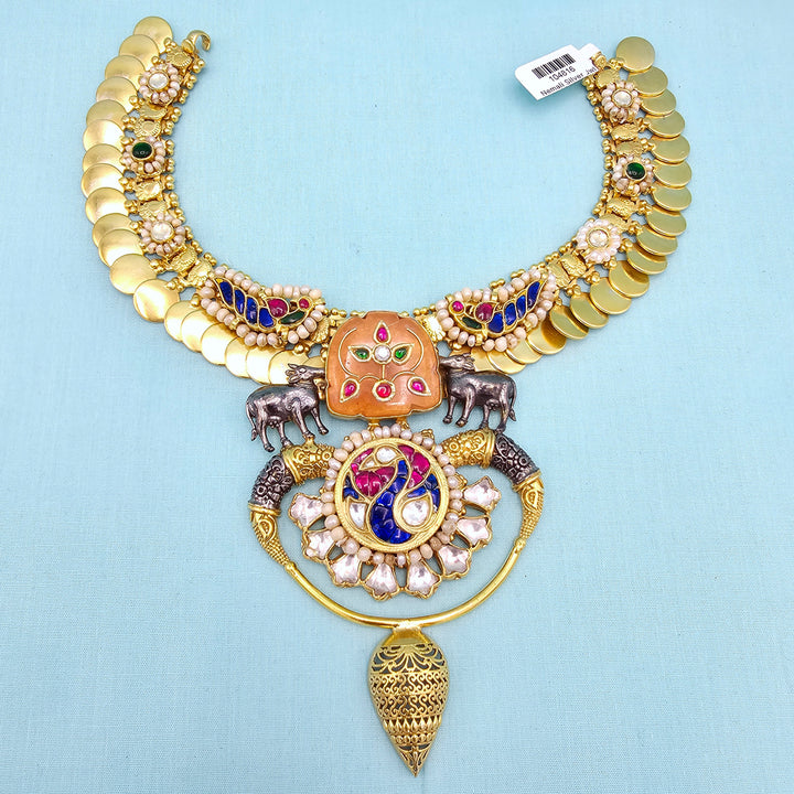 Silver Inlay Peacock Necklace
