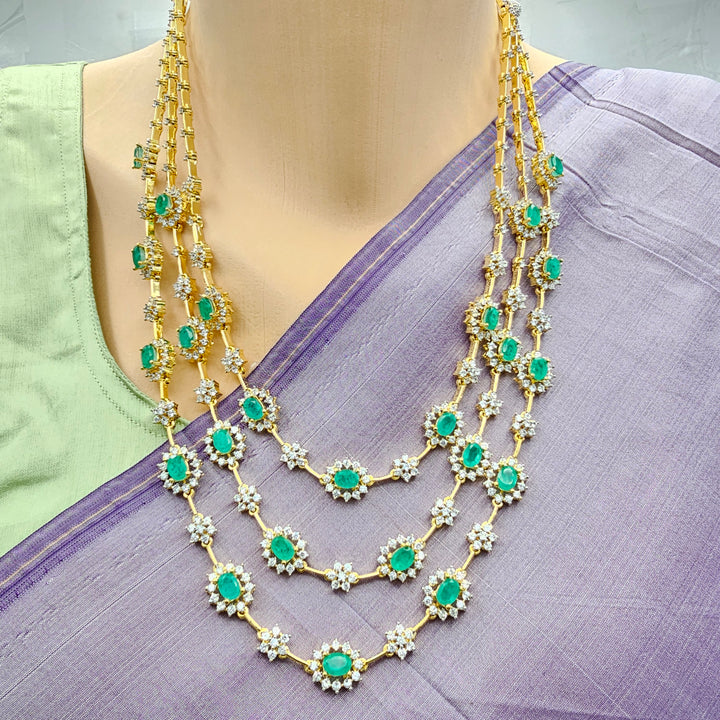 3 Layer Russian Emerald Necklace Set