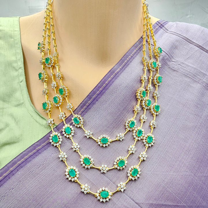 3 Layer Russian Emerald Necklace Set