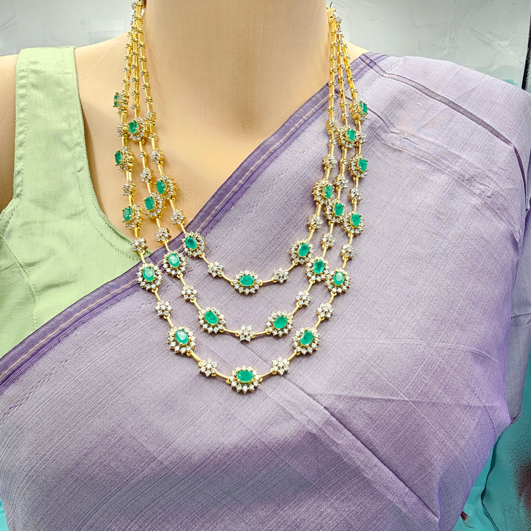 3 Layer Russian Emerald Necklace Set