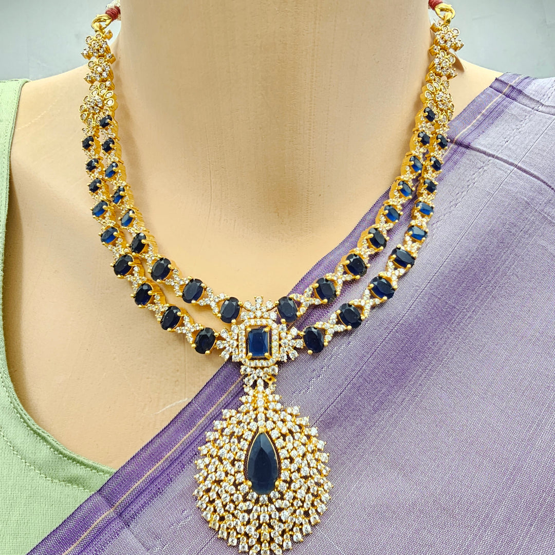 Silver Sapphire Necklace Set