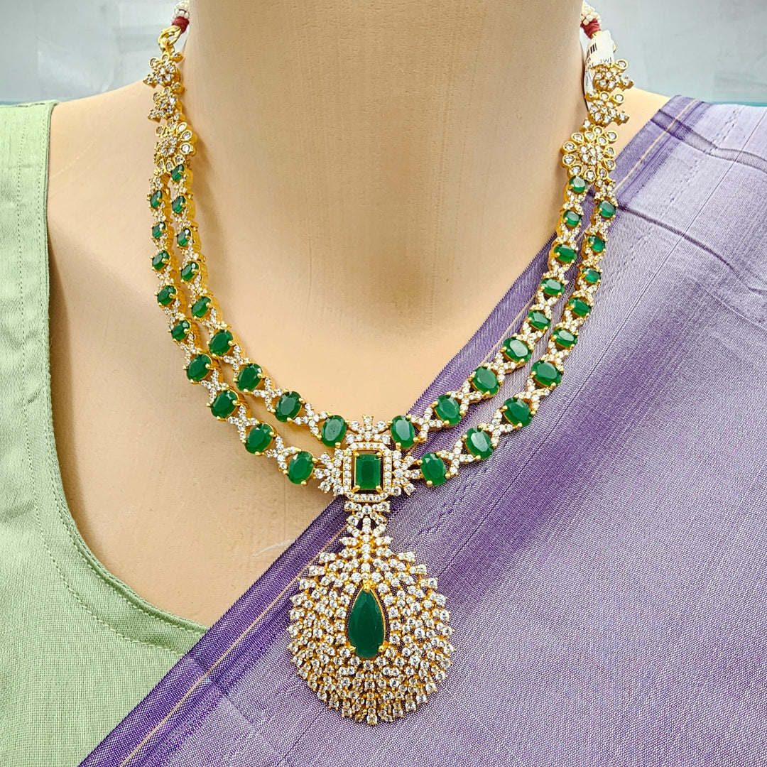 Silver emerald necklace