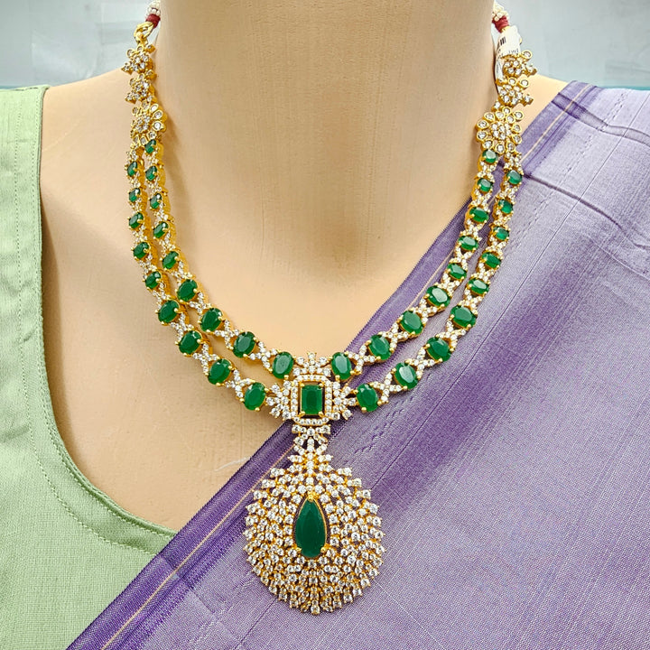 Silver emerald necklace