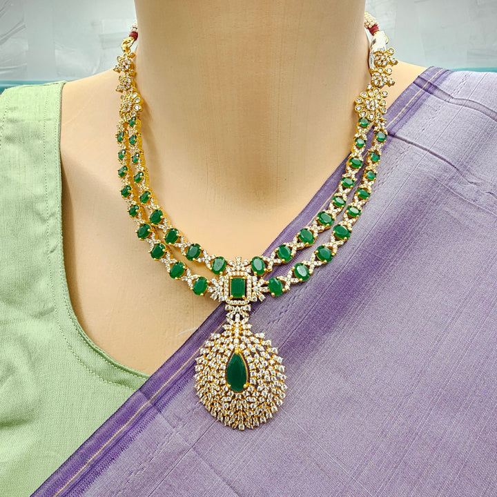Silver emerald necklace