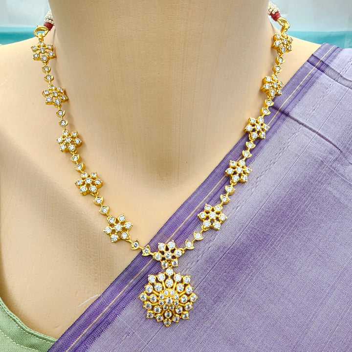 Silver CZs Necklace Set