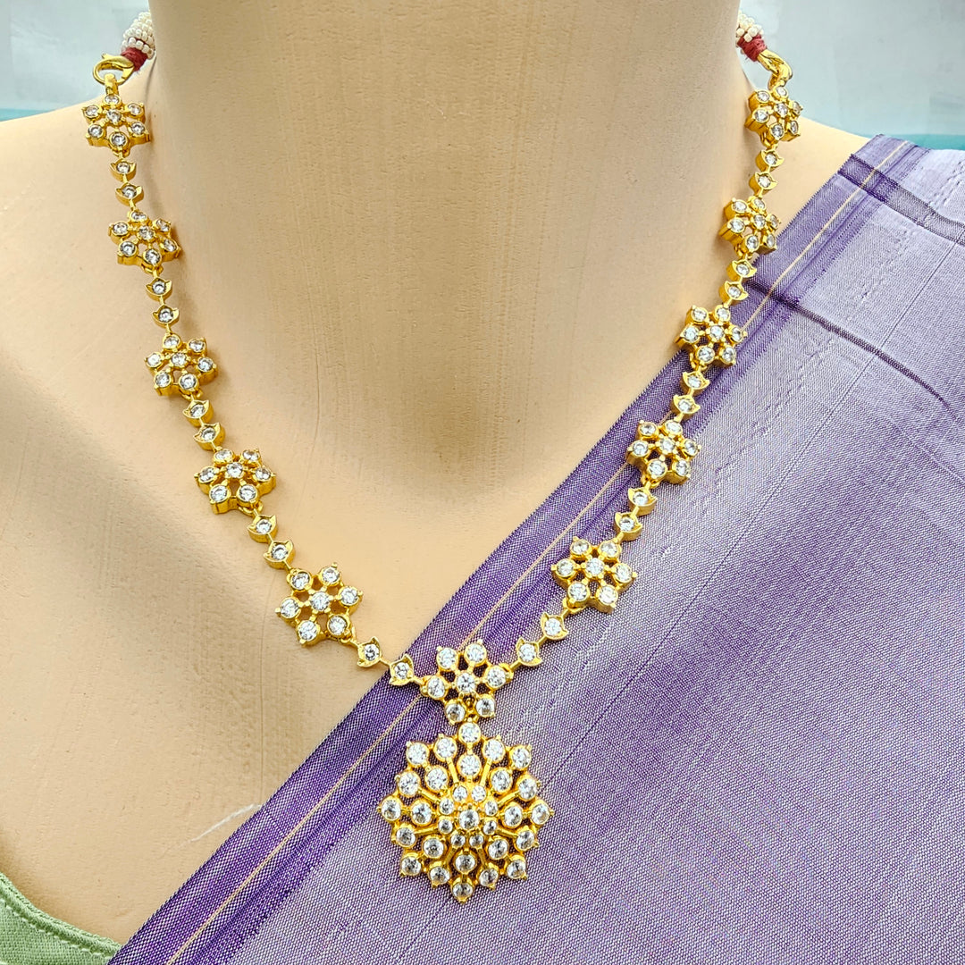Silver CZs Necklace Set