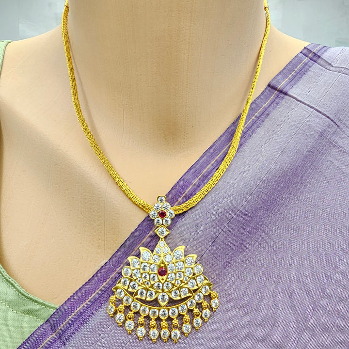CZ Lotus Pendant Necklace