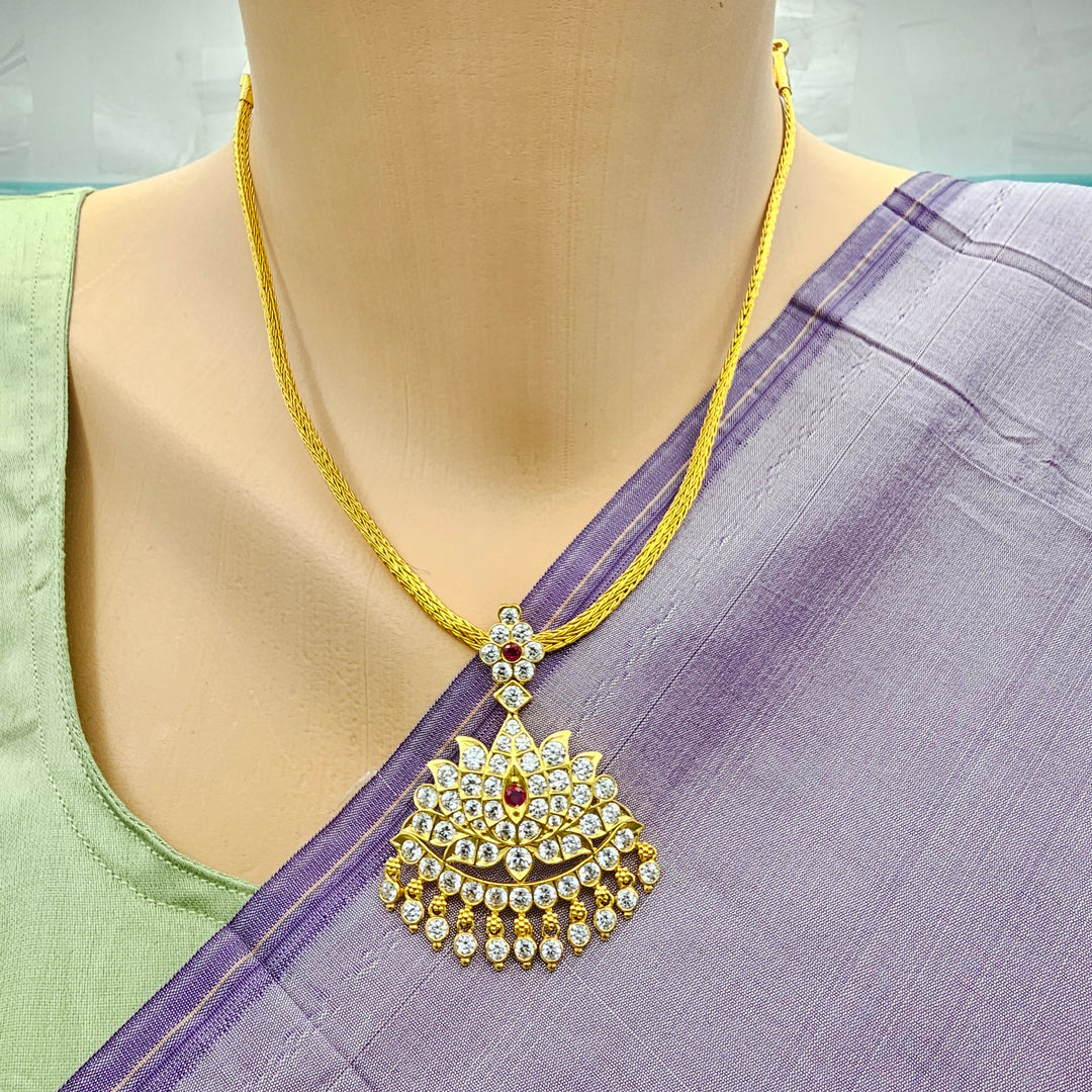 CZ Lotus Pendant Necklace