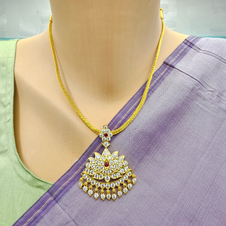 CZ Lotus Pendant Necklace