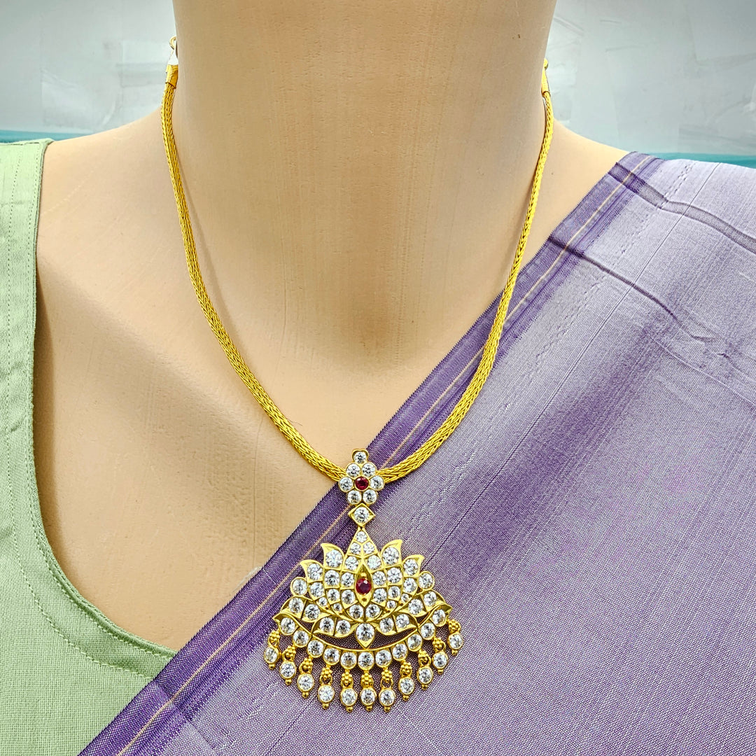 CZ Lotus Pendant Necklace