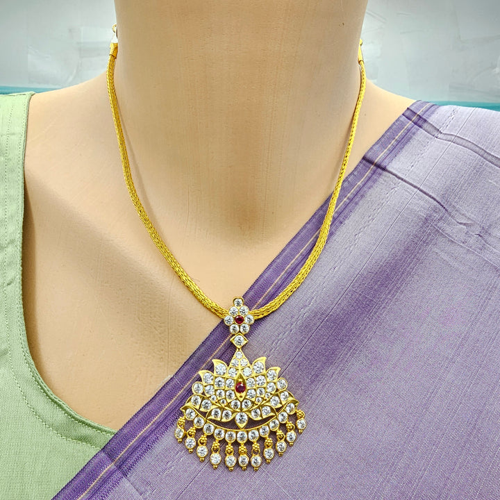 CZ Lotus Pendant Necklace