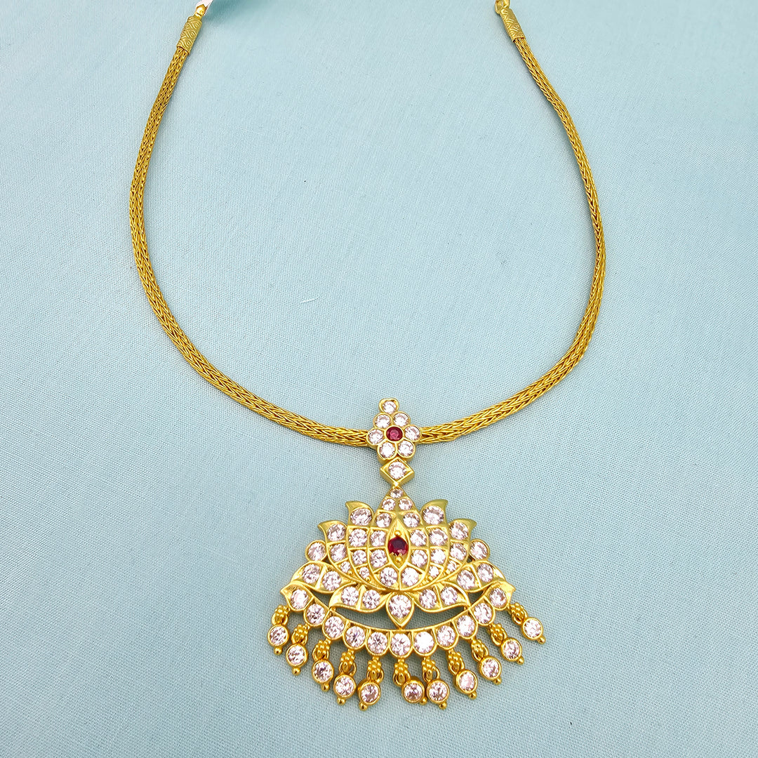 CZ Lotus Pendant Necklace
