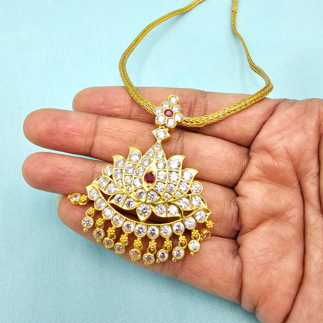 CZ Lotus Pendant Necklace