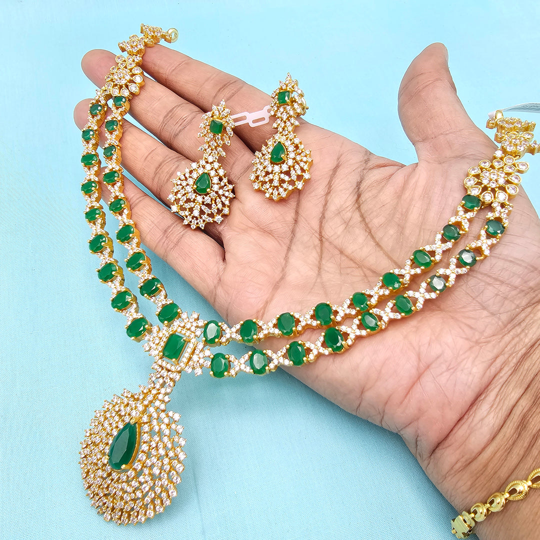Silver emerald necklace