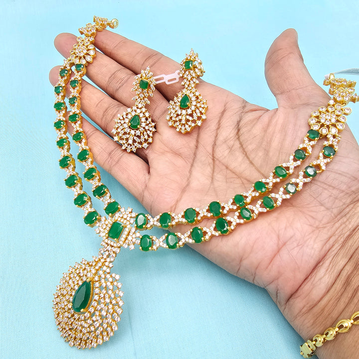 Silver emerald necklace