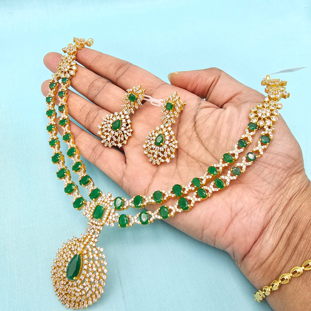 Silver emerald necklace