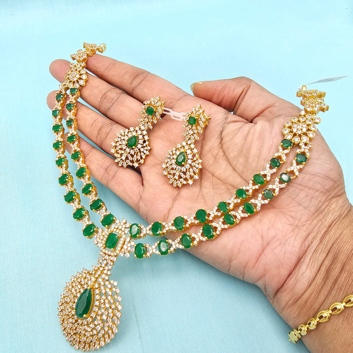 Silver emerald necklace
