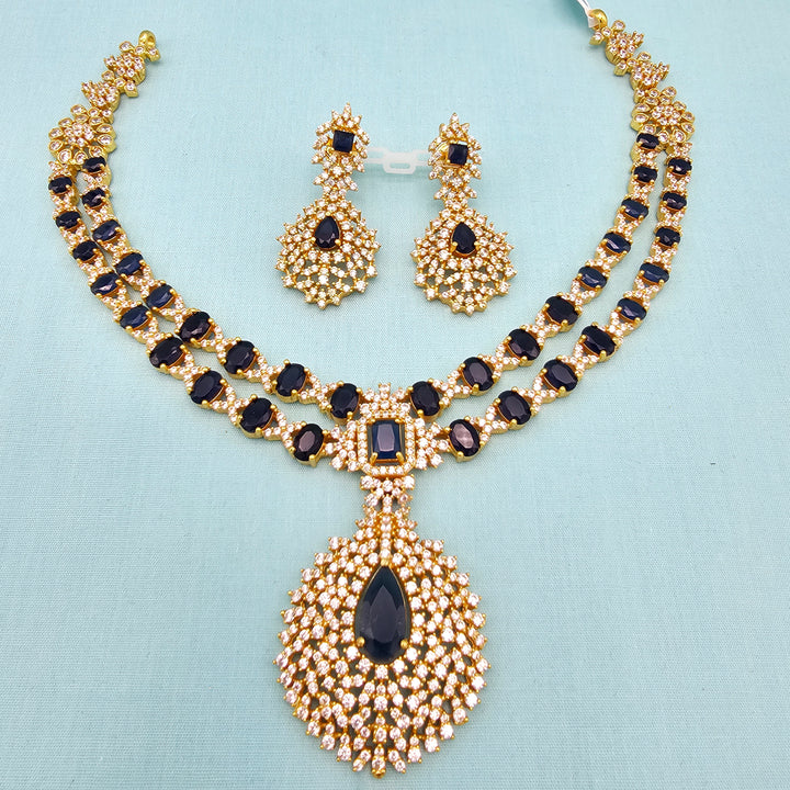 Silver Sapphire Necklace Set