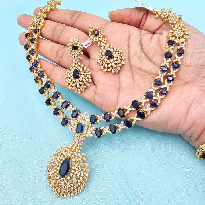 Silver Sapphire Necklace Set