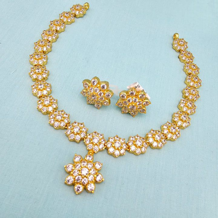 Short Silver CZs Necklace