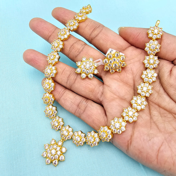 Short Silver CZs Necklace