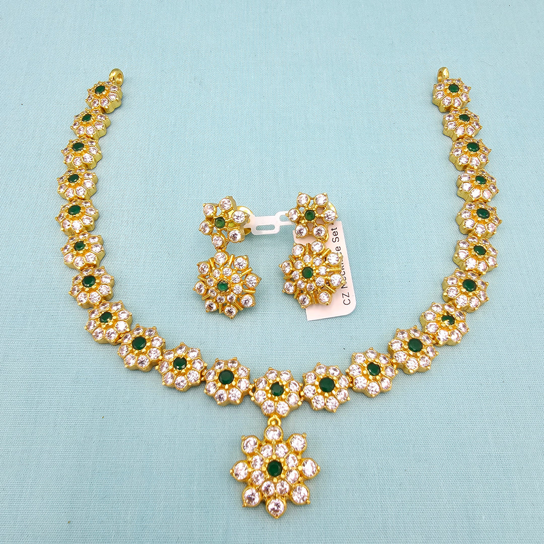 Short Silver CZs Necklace