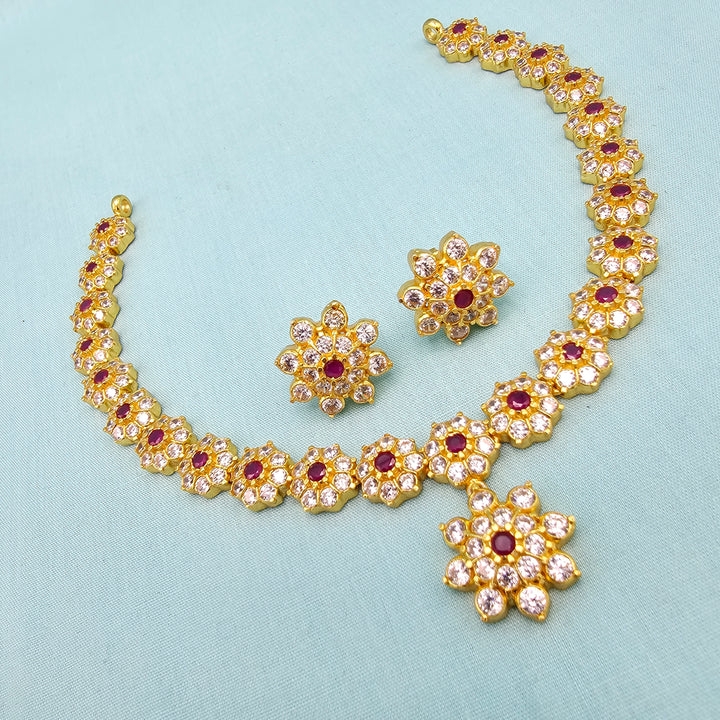 Short Silver CZs Necklace