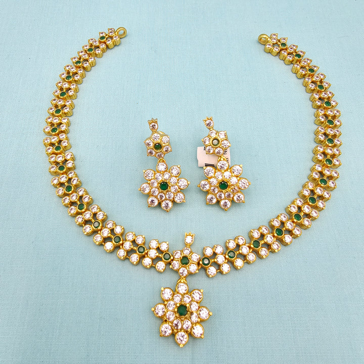 Short Silver CZs Necklace