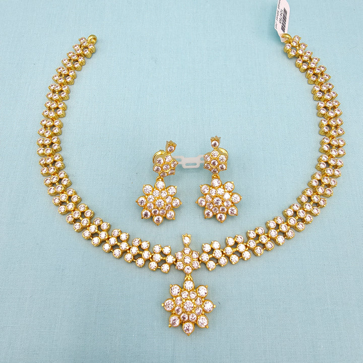 Short Silver CZs Necklace