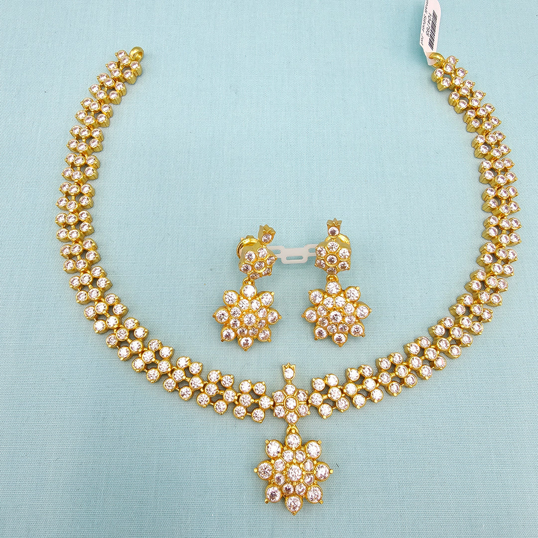 Short Silver CZs Necklace