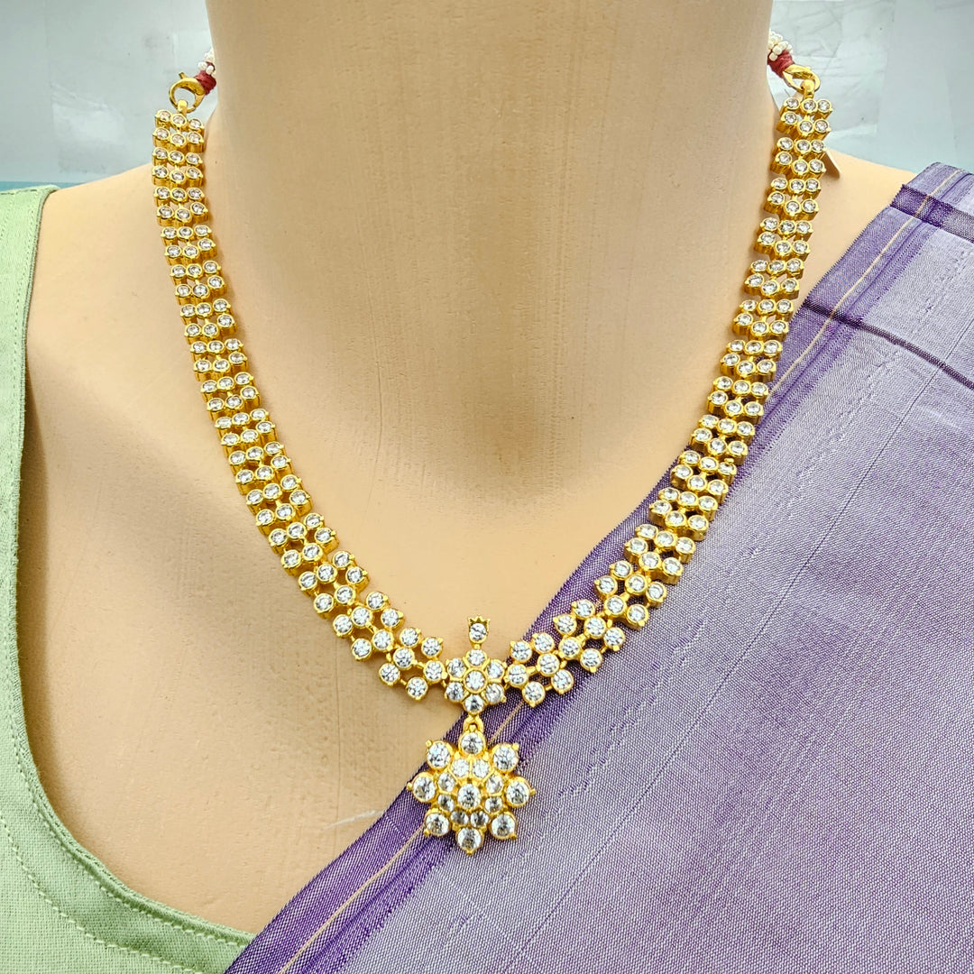 Short Silver CZs Necklace