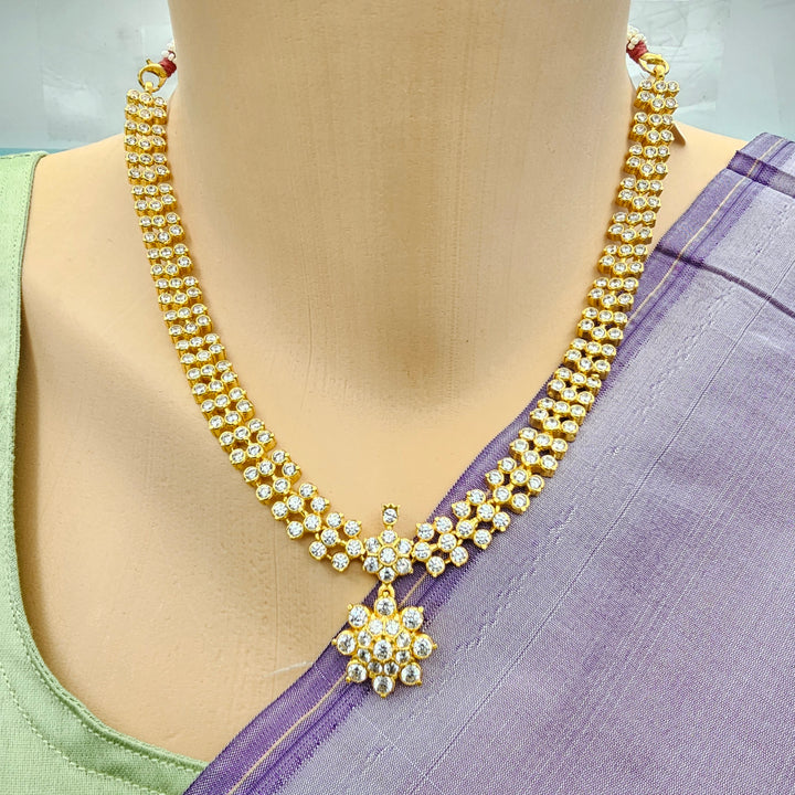 Short Silver CZs Necklace
